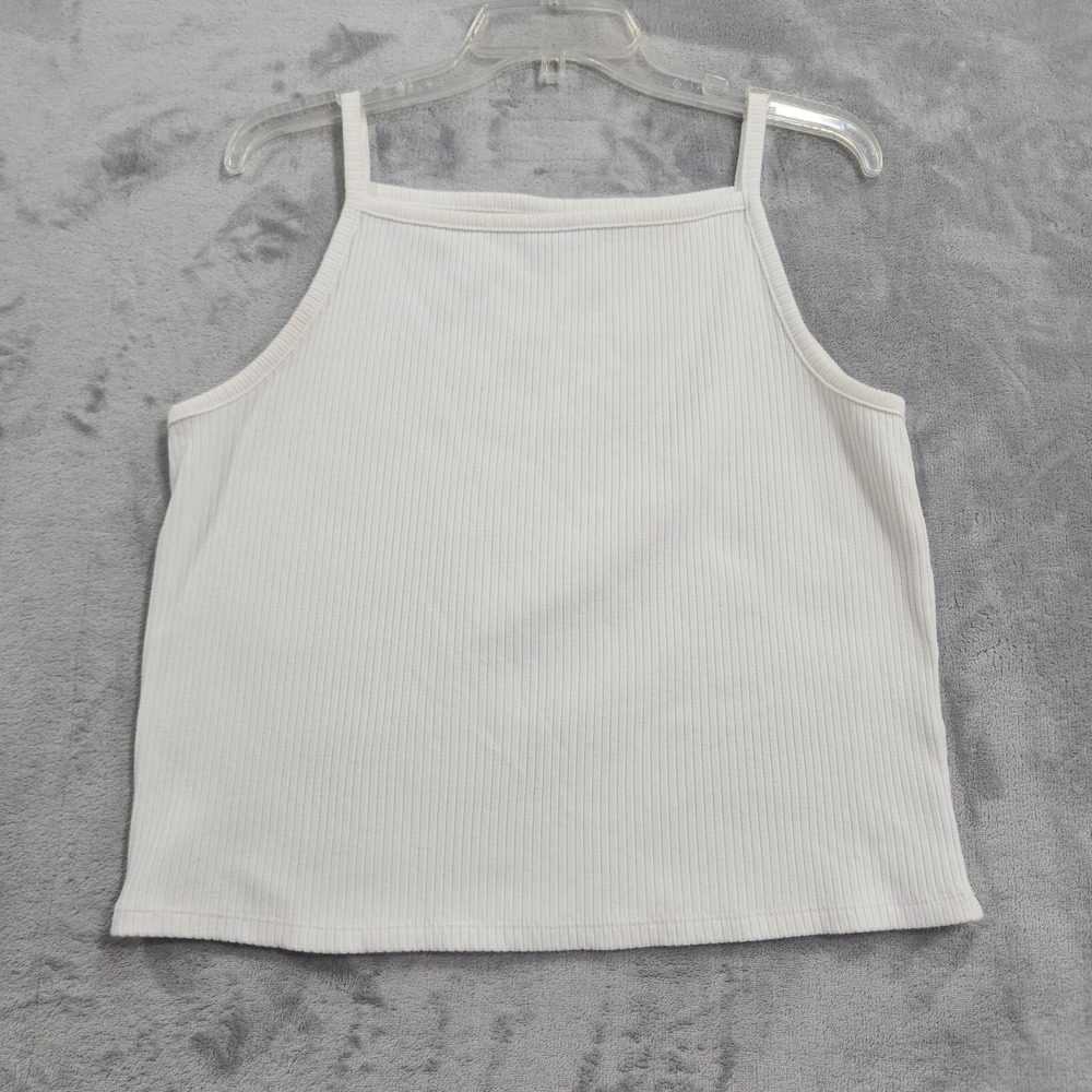 Old Navy Top Womens XL White Ribbed Square Neck Cami Tank Knit Casual Summer